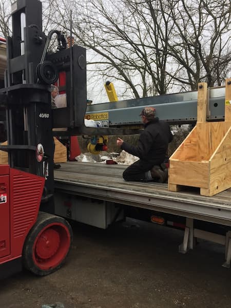 Unloading a Fanuc Gantry Robot rail.